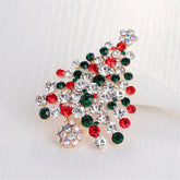 Cubic Zirconia & 18K Gold-Plated Christmas Tree Brooch