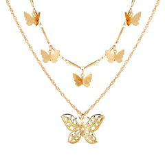 Stunning 18K gold-plated necklace adorned with butterfly charms, ideal for elevating your style with a playful yet elegant touch.