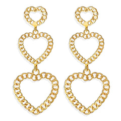 18K Gold-Plated Linking Figaro Heart Drop Earring