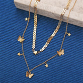 18K Gold-Plated Star & Butterfly Layer Necklace