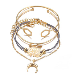18K Gold-Plated Moon Charm Bracelet Set
