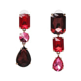 Red & Pink Crystal Drop Earrings