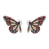 Multicolor Cubic Zirconia & 18K Gold-Plated Butterfly Stud Earrings