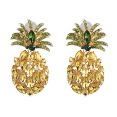 Yellow Crystal & Cubic Zirconia Pineapple Drop Earrings