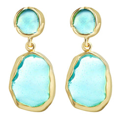 Striking 18K gold-plated earrings with green oil drip drop design, ideal for adding elegance to your outfit.
