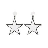White & Black Star Drop Earrings