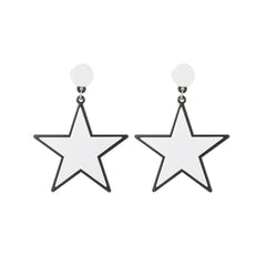 White & Black Star Drop Earrings