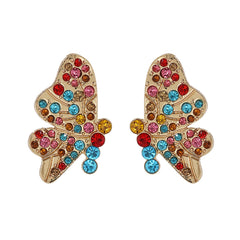 Cubic Zirconia & 18K Gold-Plated Butterfly Stud Earrings