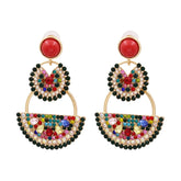 Red & Blue Crystal & Cubic Zirconia Watermelon Drop Earrings