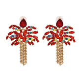 Red Crystal & Cubic Zirconia 18K Gold-Plated Palm Tree Drop Earrings