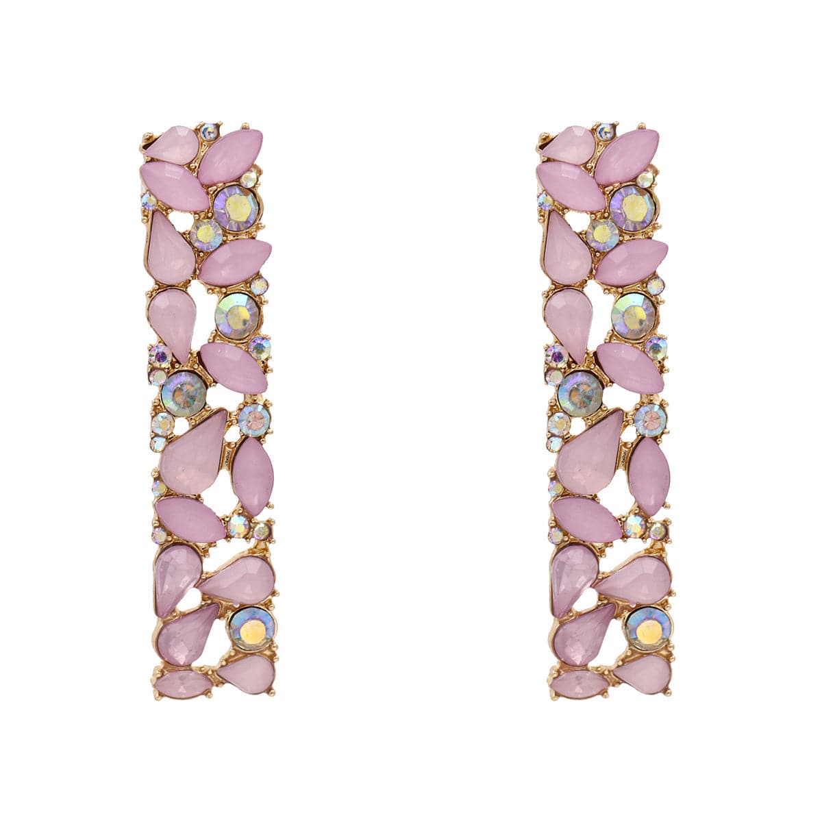 Pink Cubic Zirconia and 18K Gold-Plated Drop Earrings, gold drop earrings for women, everyday style, lifestyle look
