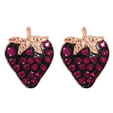 Red Cubic Zirconia & Enamel Strawberry Stud Earrings