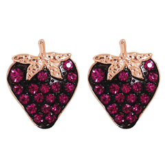Red Cubic Zirconia & Enamel Strawberry Stud Earrings