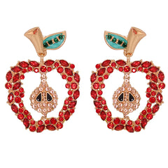 Red Crystal & Cubic Zirconia Apple Drop Earrings