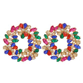 Red Multicolor Crystal & Cubic Zirconia Botany Stud Earrings