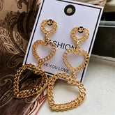 18K Gold-Plated Linking Figaro Heart Drop Earring