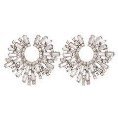 Cubic Zirconia & Silver-Plated Abstract Stud Earrings