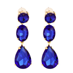 Blue Crystal & 18K Gold-Plated Teardrop Earring