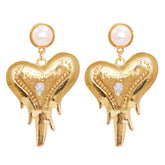Pearl & Crystal 18K Gold-Plated Heart Drop Earrings