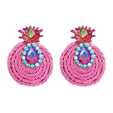 Cubic Zirconia & Crystal 18K Gold-Plaetd Pineapple Drop Earrings