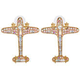 Cubic Zirconia & Crystal 18K Gold-Plated Airplane Drop Earrings