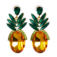 Yellow Crystal & Cubic Zirconia Pineapple Drop Earrings