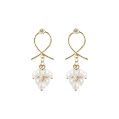 Pearl & Cubic Zirconia 18K Gold-Plated Grape Drop Earrings
