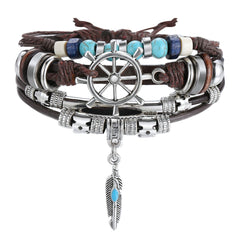 Turquoise & Polyurethane Silver-Plated Sailing Layer Bracelet