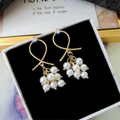 Pearl & Cubic Zirconia 18K Gold-Plated Grape Drop Earrings