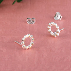 Two-Tone Sunflower Openwork Stud Earrings