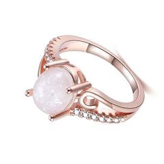 White Opal & 18K Rose Gold-Plated Promise Ring