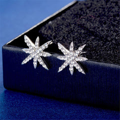 cubic zirconia & Silver-Plated Shinning Star Stud Earrings - streetregion