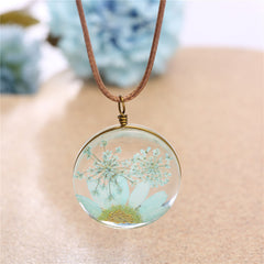 Gypsophila & Blue Mum 18K Gold-Plated Pendant Necklace