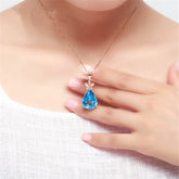 Blue Crystal & cubic zirconia Pear Cut Starfish Pendant Necklace - streetregion