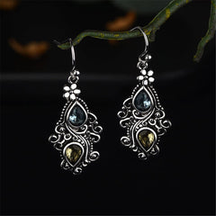 Crystal & Silver-Plated Double Pear Cut Drop Earrings - streetregion