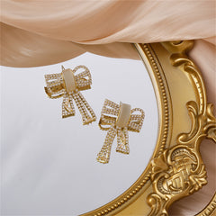 Cubic Zirconia & Cat's Eye 18K Gold-Plated Bow Drop Earrings