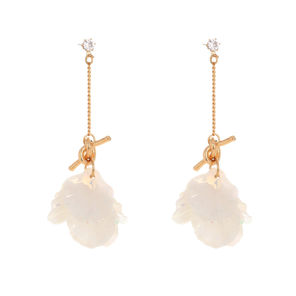 White Shell and Cubic Zirconia Cluster Drop Earrings, drop earrings for women, vintage-inspired design, lifestyle look