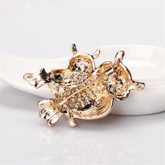 Red & Cubic Zirconia Owl Brooch