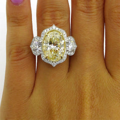 Yellow Crystal & Cubic Zirconia Floral Ring