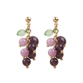 Purple & 18K Gold-Plated Grape Bunch Drop Earrings