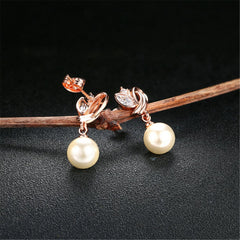Imitation Pearl & Crystal Drop Earrings - streetregion