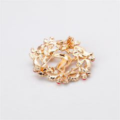 Cubic Zirconia & 18K Gold-Plated Deer & Branch Brooch