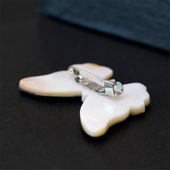 Abalone & Silver-Plated Butterfly Brooch