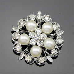Cubic Zirconia & Pearl Botany Brooch