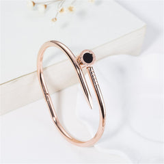 18k Rose Gold-Plated Roman Numeral Screw Cuff - streetregion