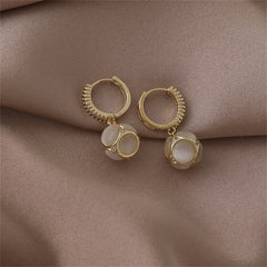 Cat's Eye & Cubic Zirconia 18K Gold-Plated Ball Drop Earrings