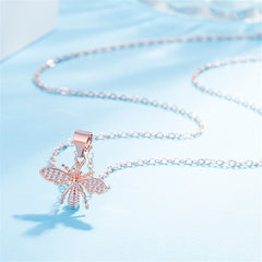 Cubic Zirconia & 18K Rose Gold-Plated Bee Pendant Necklace