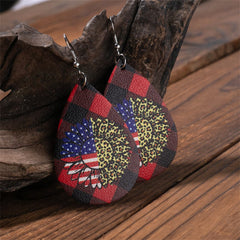 Black & Red Polystyrene Stars & Stripes Sunflower Drop Earrings