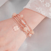 Pearl & Agate 18K Rose Gold-Plate Floral Layered Adjustable Bracelet