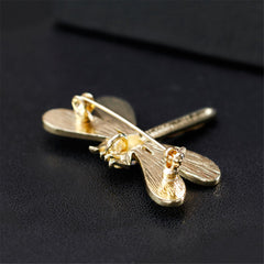 Cubic Zirconia & 18K Gold-Plated Dragonfly Brooch